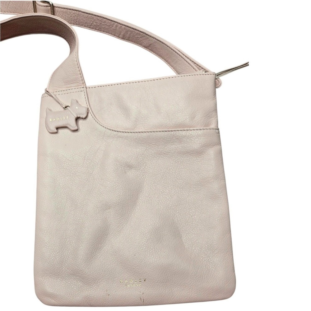Radley London Pocket Leather Crossbody Bag Pebbled Blush Pink Scottie Dog Charm - Picture 3 of 16